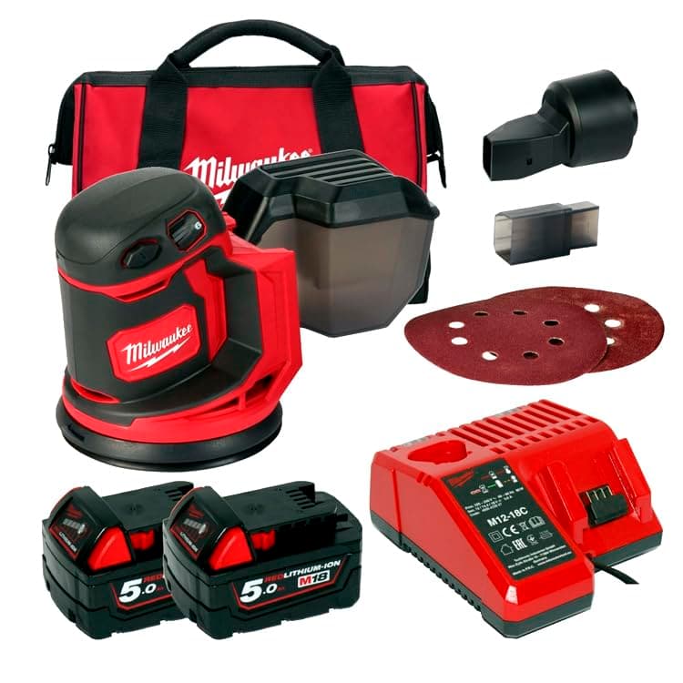 Milwaukee Lijadora orbital inalámbrica M18 BOS 125 (kit) 4933464229