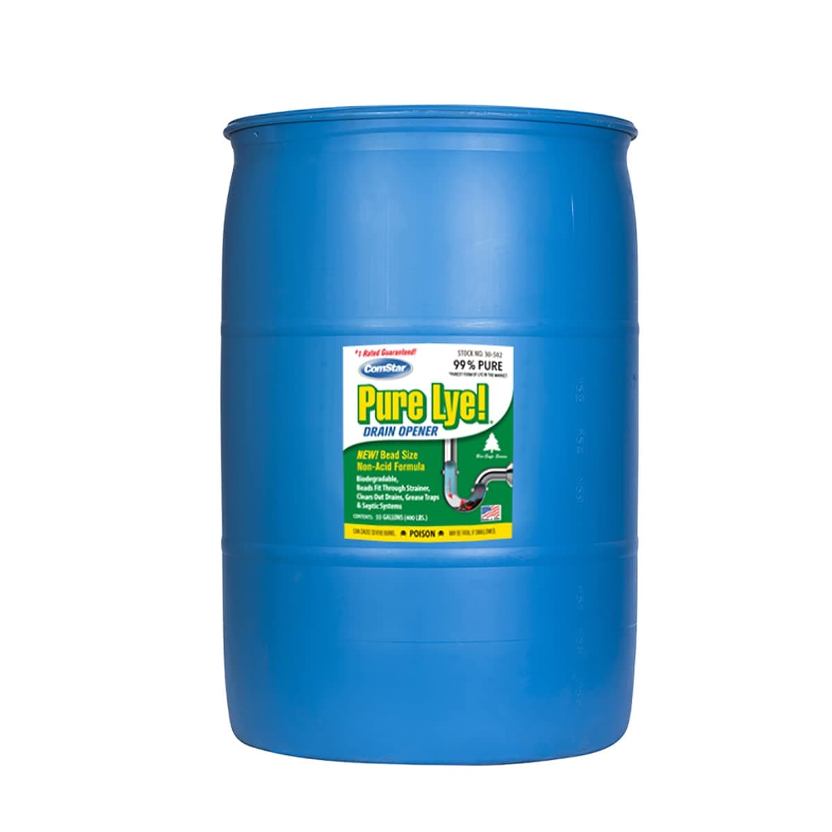ComStar Pure Lye - 99% Sodium Hydroxide Beads, industrial, 400 Pounds (30-502)