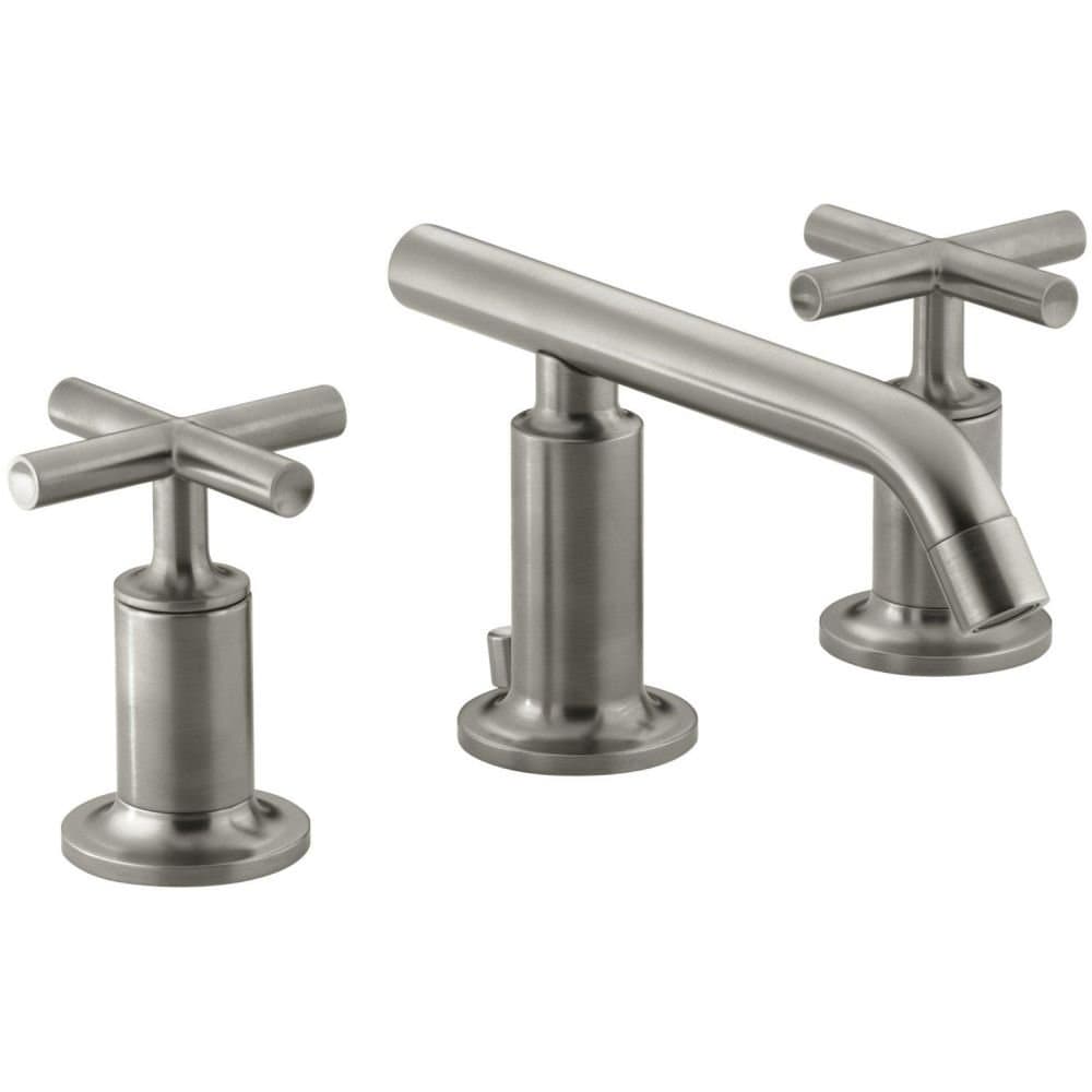 KOHLER K-14410-3-BN Purist grifo de lavabo extensible 3 orificios, manijas cruzadas, 1.2 GPM, Vibrant níquel cepillado