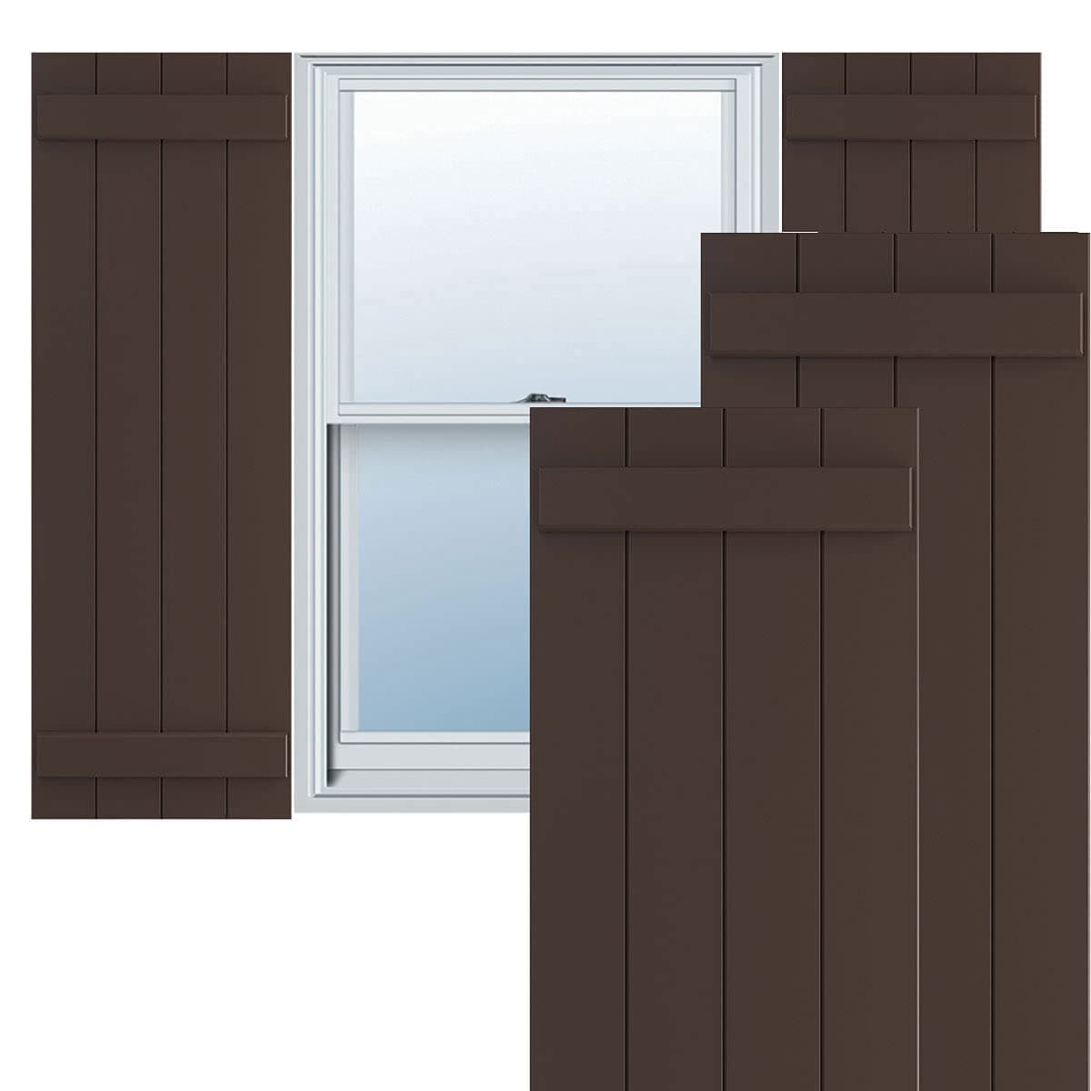 Ekena Millwork True Fit PVC Board-n-Batten 21 1/2"W x 75"H, Raisin Brown (Par) TFP101BBF21X075TB