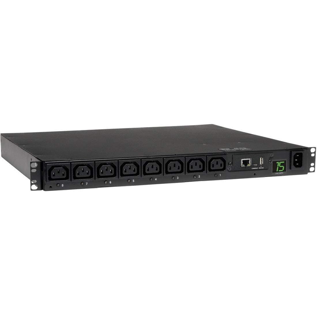 Tripp Lite PDU Monofásico conmutado 200V - 240V 15A C13 8 salidas C14 horizontal 1U RM, TAA (PDUMH15HVNET)