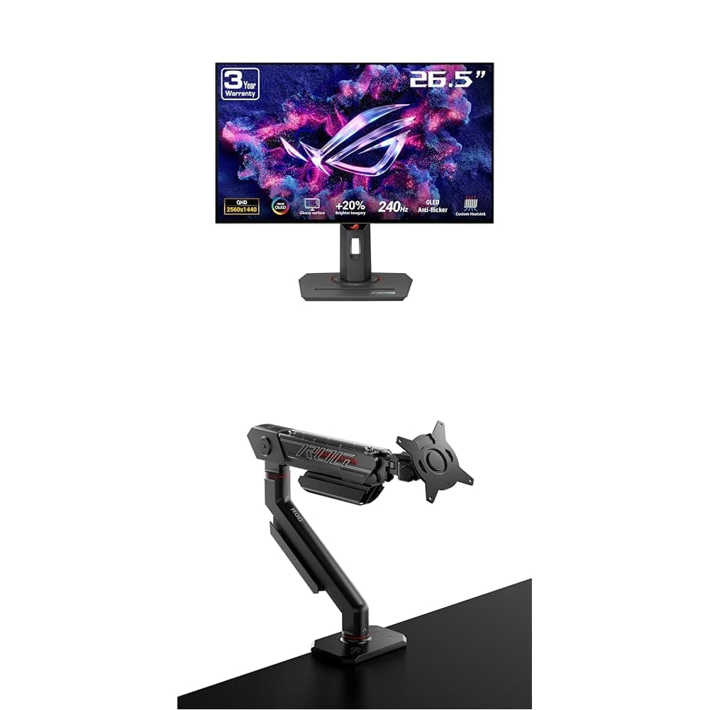 ASUS ROG Strix 27” 1440P OLED Gaming Monitor (XG27AQDMG) + ROG Ergo Monitor Arm (AAS01)