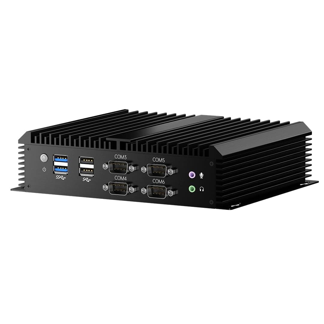 msecore MK800 Mini PC industrial fanless con Core i7-8550U, 16GB RAM, 512GB SSD, 6x COM, Dual NIC, HDMI + VGA, Wi-Fi 5, Windows 10 Pro