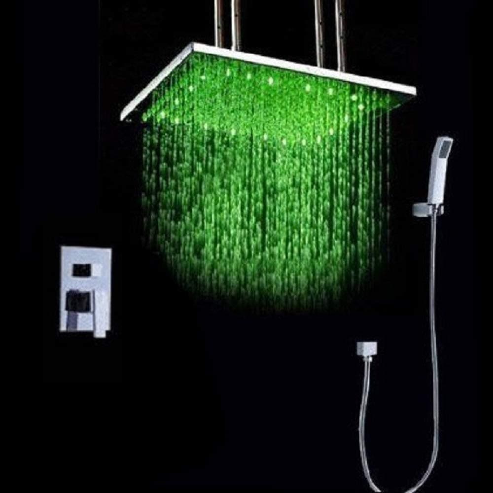 Cascada Luxury Bathroom Shower Set Rainfall LED 20" Antique Brass
