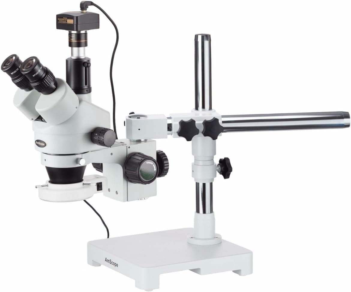 AmScope SM-3T-54S-M Microscopio estéreo trinocular digital, 7x-45x, con cámara 1.3MP