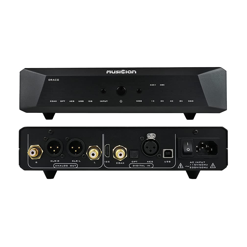 AOSHIDA Musician Draco R2R DAC HiFi Entry-Level Decoder USB/I2S/AES/Opt/Coax Input XLR/RCA Output DSD1024 PCM1536 Home Audio Desktop Decoder (Black)
