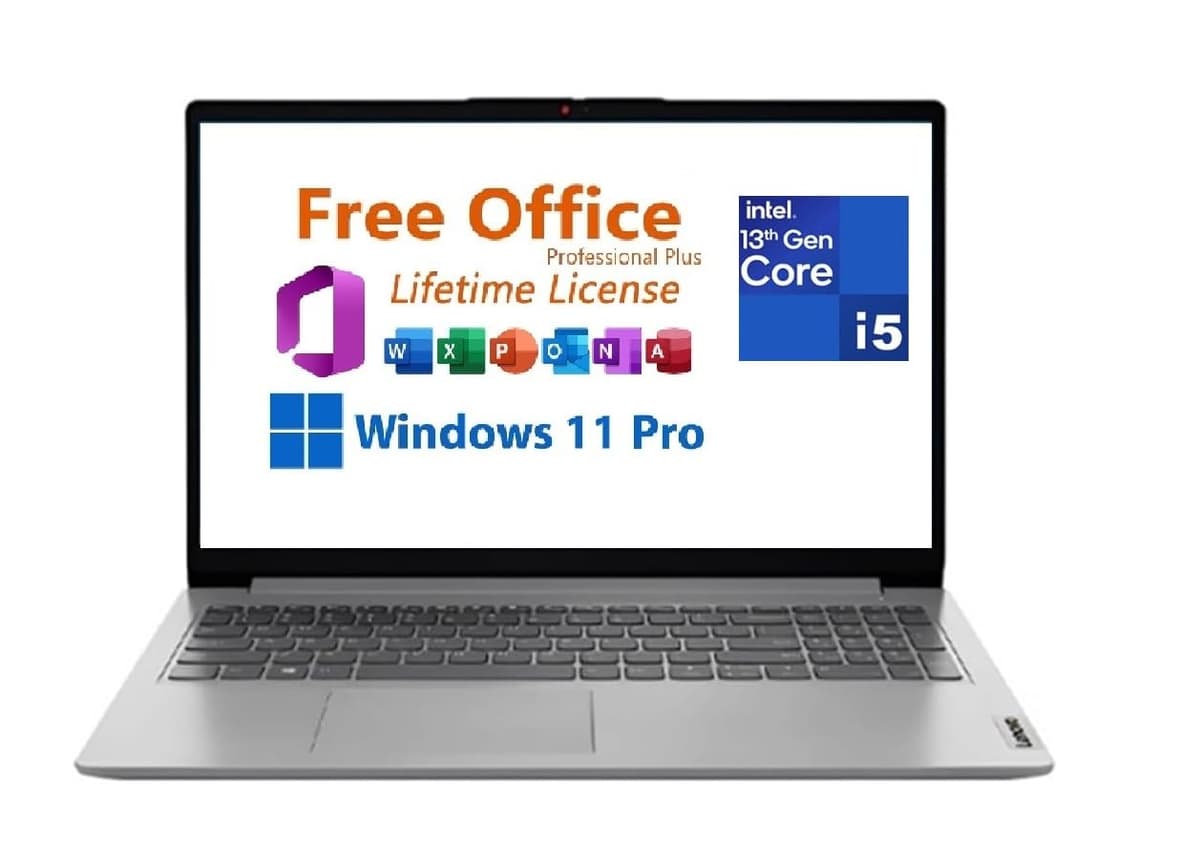 Lenovo IdeaPad 1i 15.6" FHD Laptop con Office de por vida, Intel Core i5-1335U, 16GB RAM, 512GB SSD, Intel Iris Xe Graphics, Wi-Fi 6, batería de 10 horas, Windows 11 Pro, gris nube 83B40000US