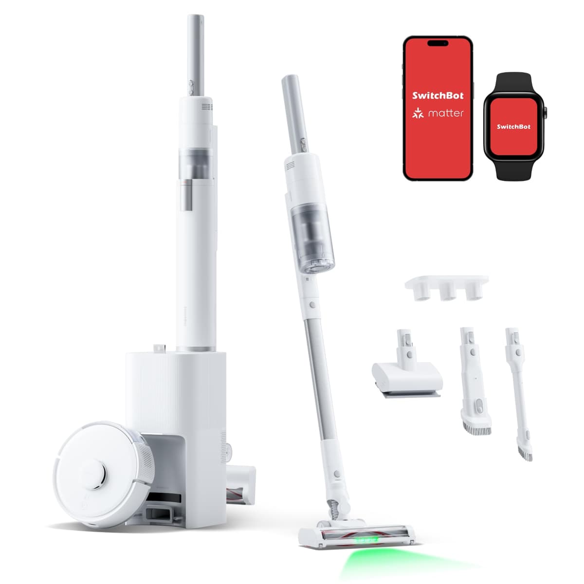 SwitchBot K10+ Pro Combo: Robot aspirador y aspiradora inalámbrica con estación de doble recolección de polvo W3002500