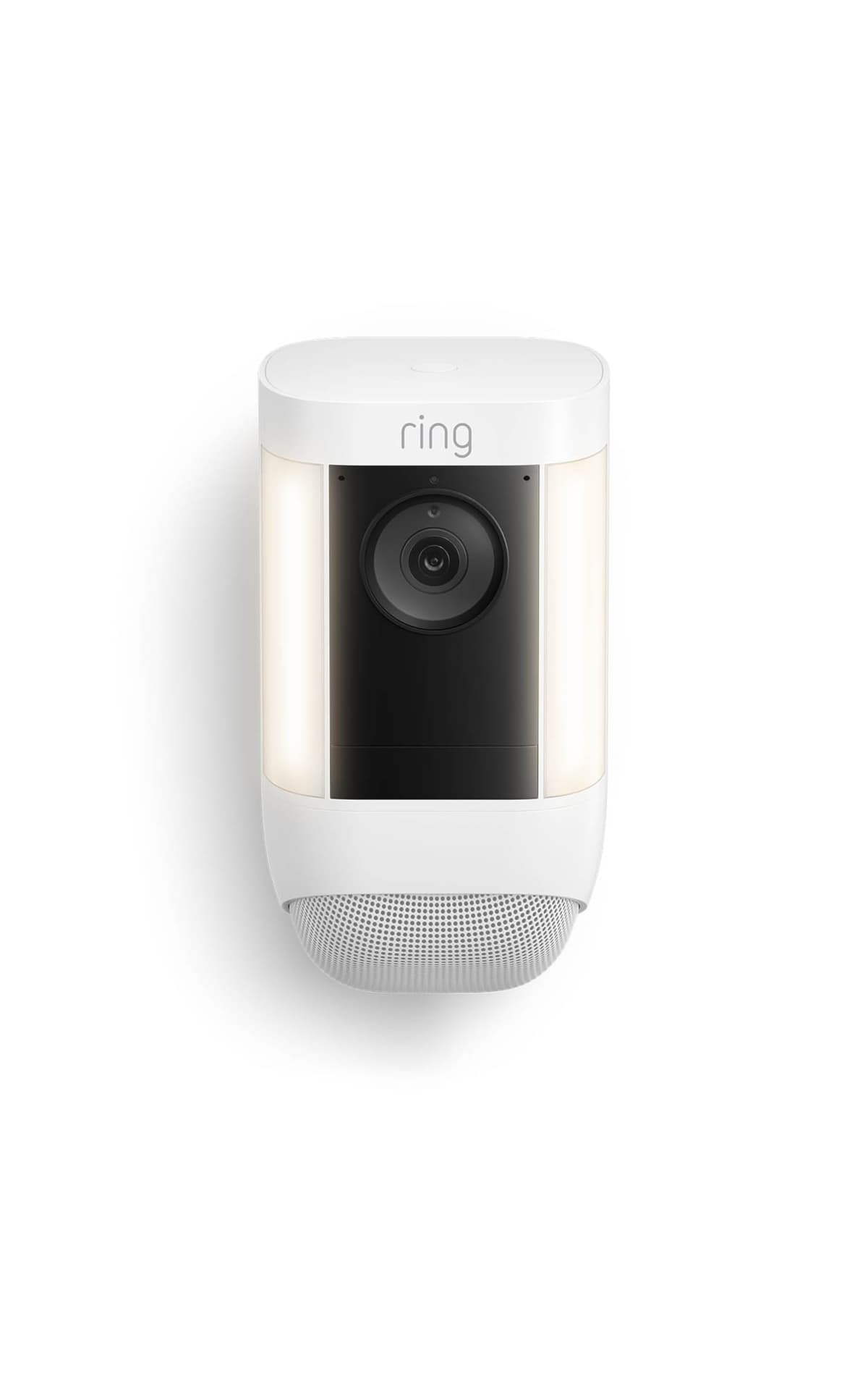 Cámara Ring Spotlight Pro, batería, seguridad para hogar o negocio, video retinal 2K, visión nocturna a color y comunicación bidireccional con Audio+, paquete de 3, blanca 53-028001