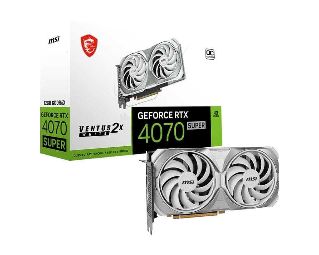 MSI GeForce RTX 4070 SUPER 12G Ventus 2X White OC, 12GB GDDR6X, HDMI 2.1a, DP 1.4a 4711377171304
