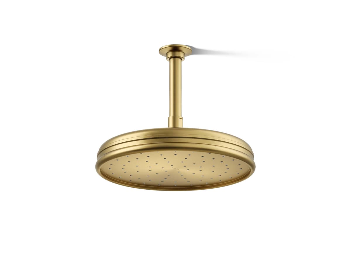 Kohler 13693-2MB Cabezal de lluvia tradicional de 10" de función única, 2.5 gpm, Vibrant Brushed Moderne Brass K-13693-2MB