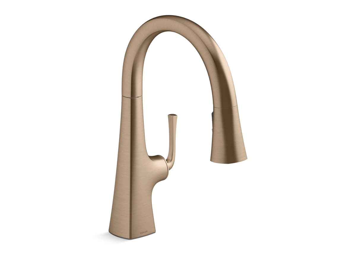 Kohler Graze K-22063-BV Grifo de cocina con extracción y chorro triple, Bronce cepillado