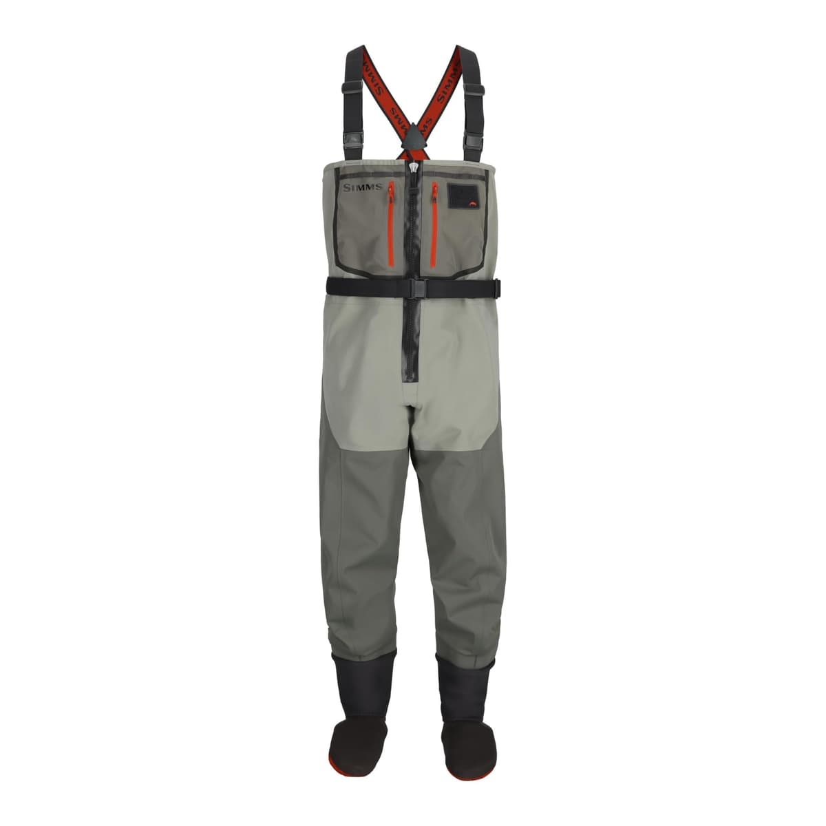 Vadeadores para Pesca Simms Freestone Z para Hombre, Impermeables Tipo Media Botella al Pecho con Protector de Gravilla, Cierre Frontal, 4 Capas Transpirables, para Caza y Pesca con Mosca, Humo, Mediano 9-11 Pie 13883-040-30