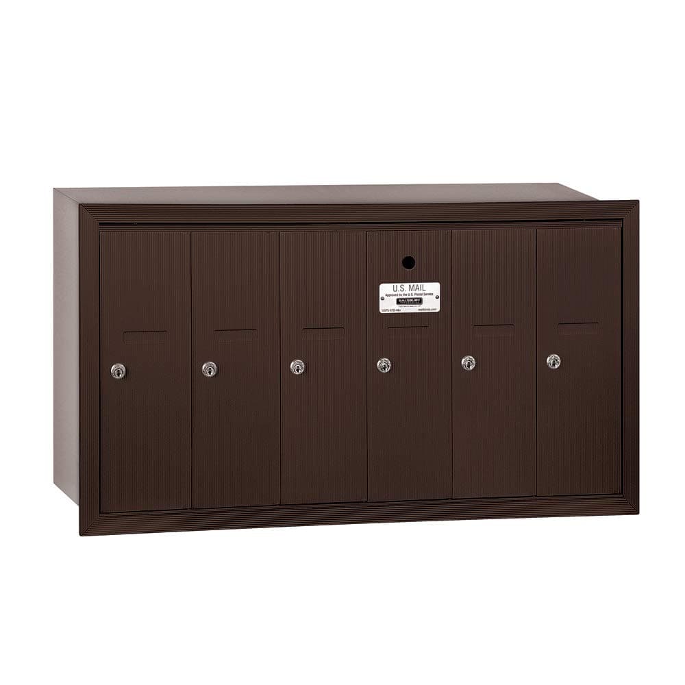 Salsbury 3506ZRU Buzón vertical empotrado de 6 puertas con acceso USPS, bronze