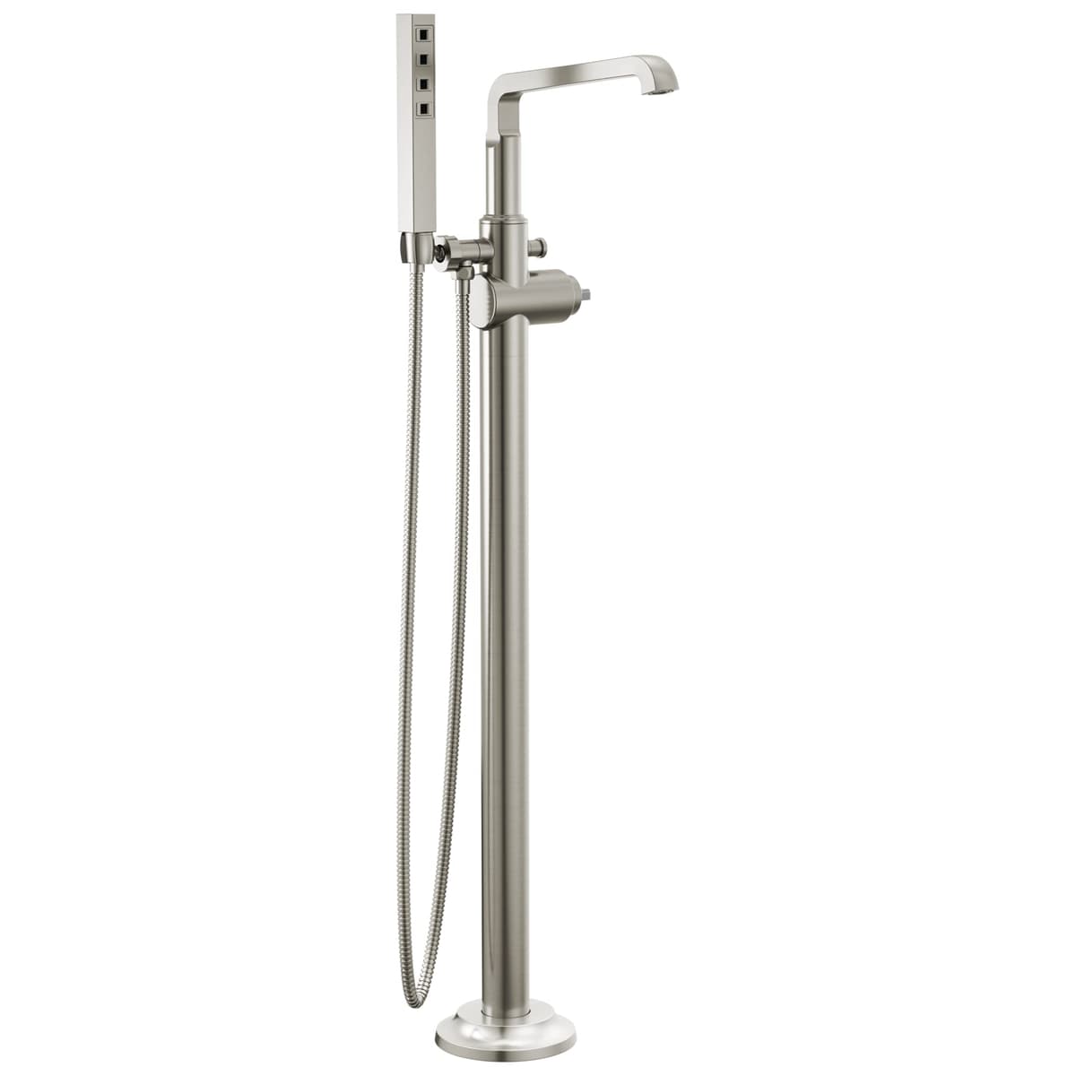 Delta Tetra grifería de piso para bañera exenta con ducha de mano, Lumicoat Stainless Brushed Nickel (níquel cepillado) (T4789-PR-LHP-FL) T4789-SS-PR-LHP-FL