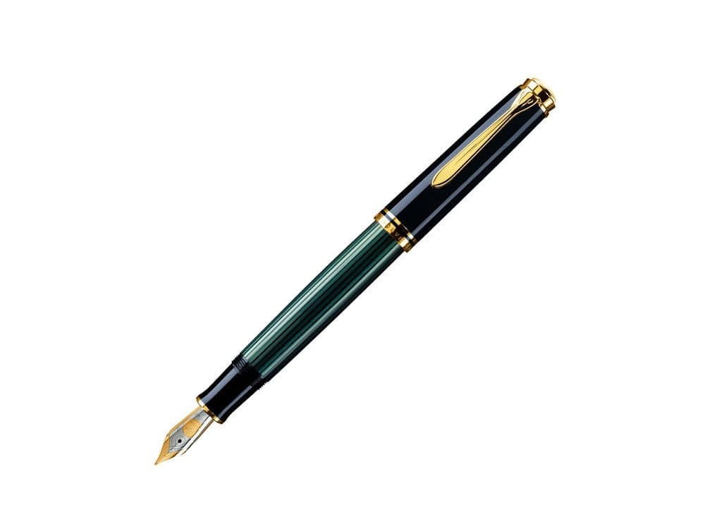 Pluma fuente Pelikan Souverän M600, punta M, negro/verde (980029)