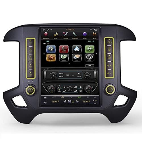 CARSOLL Android PX6 12.1" Vertical Tesla-Style para Chevrolet Silverado/GMC Sierra 2014-2018 (Bezel Negro, para pantalla OEM 7" IOB)