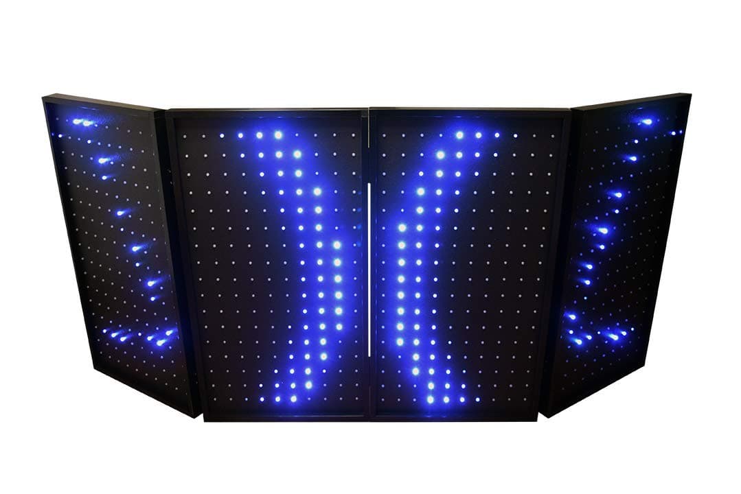 CHAMPIONS DJS LED Portable Booth DJ Event Façade con marco plegable aluminio y efectos de color