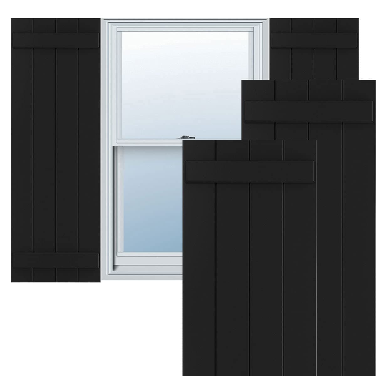 Ekena Millwork True Fit PVC Board-n-Batten 21 1/2"W x 65"H, Black (Par) TFP101BBF21X065BL