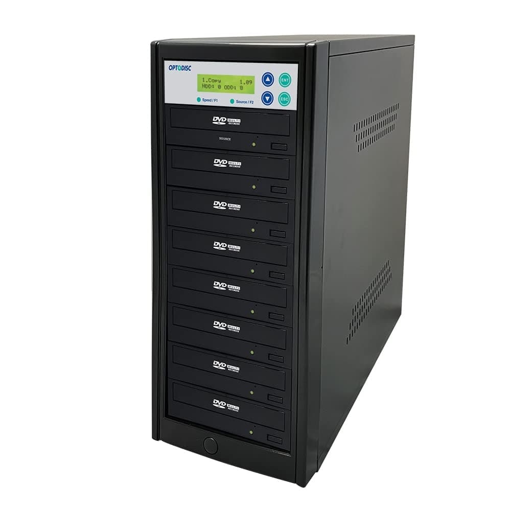 Optodisc Grabador 1 a 7 24X con Soporte M-Disc Duplicador de CD DVD - Torre de Copiado Independiente OPTO-S7T-DVD-BK