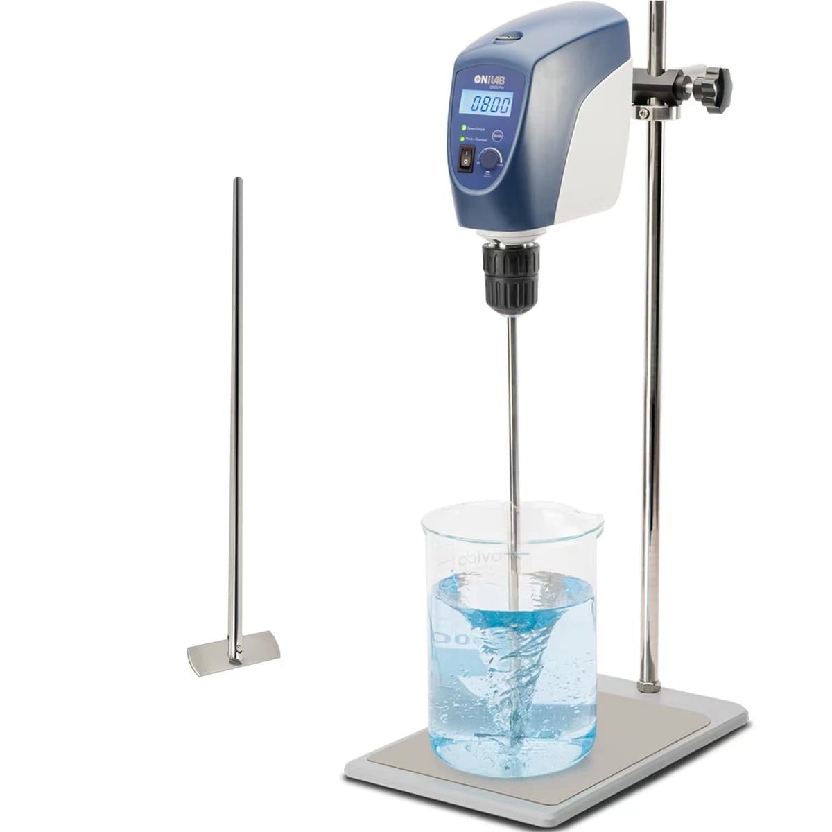 ONiLAB 8053100100 Agitador Vertical LCD con Soporte, 20L, 50-2200 RPM, Azul