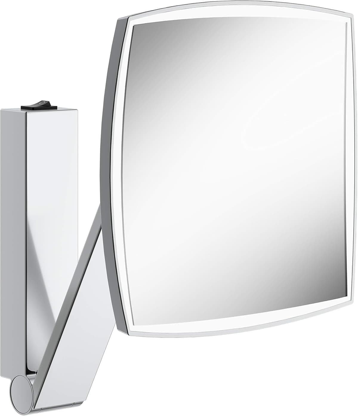 KEUCO Espejo de Tocador iLook_move 20x20 cm con Brazo Giratorio, LED y Aumento 5x en Cromo 17613019004