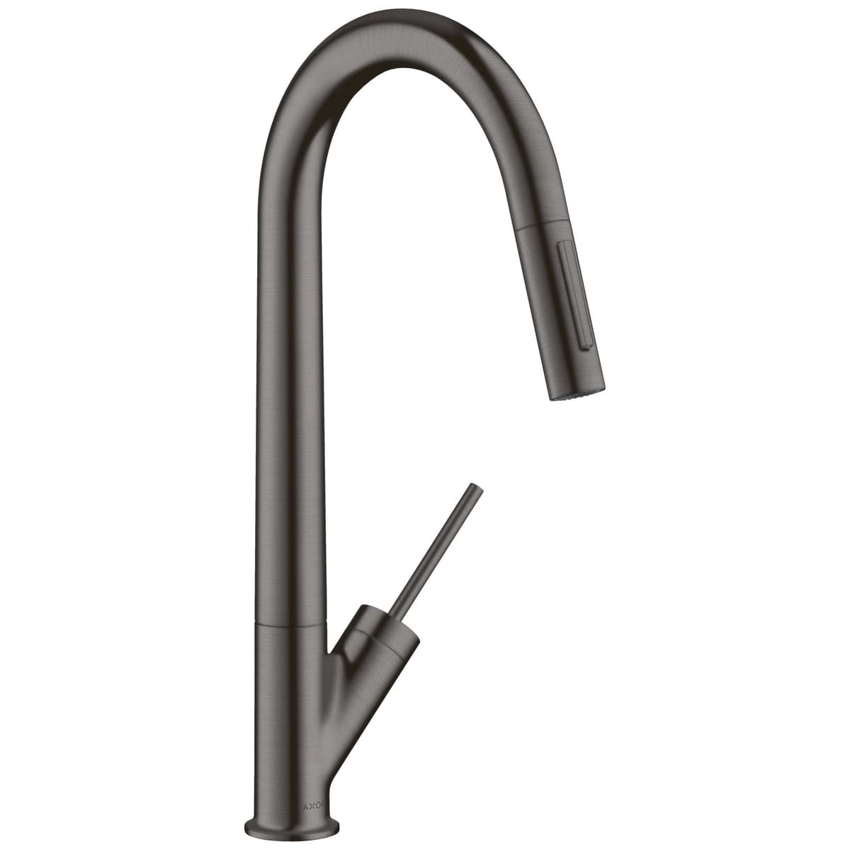 Grifería de Cocina AXOR Starck Negra de Alto Arco con Rosetón Extraíble, Llave para Fregadero, Cromo Negro Cepillado 10821341