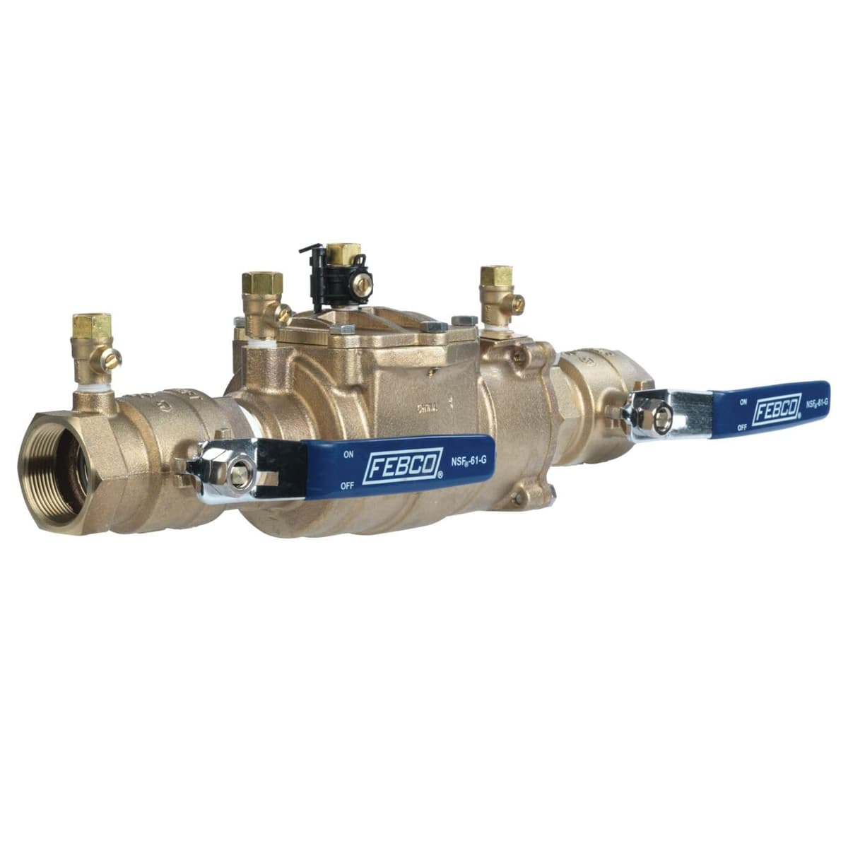 Febco LF850 Series 2" Válvula de doble retención sin plomo, cierre cuarto de vuelta, conexiones NPT, sensor de congelamiento, diseño modular T683043
