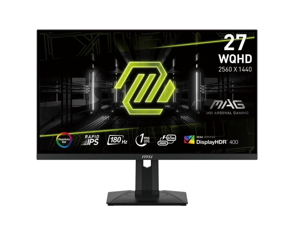 msi MAG 274QRF QD E2 Monitor para juegos de 27 pulgadas 2560 x 1440 (QHD), 180Hz, Adaptive-Sync, HDR Ready, HDMI, VGA, compatible con montaje VESA, inclinable, bisel delgado en 4 lados, 1 ms, negro