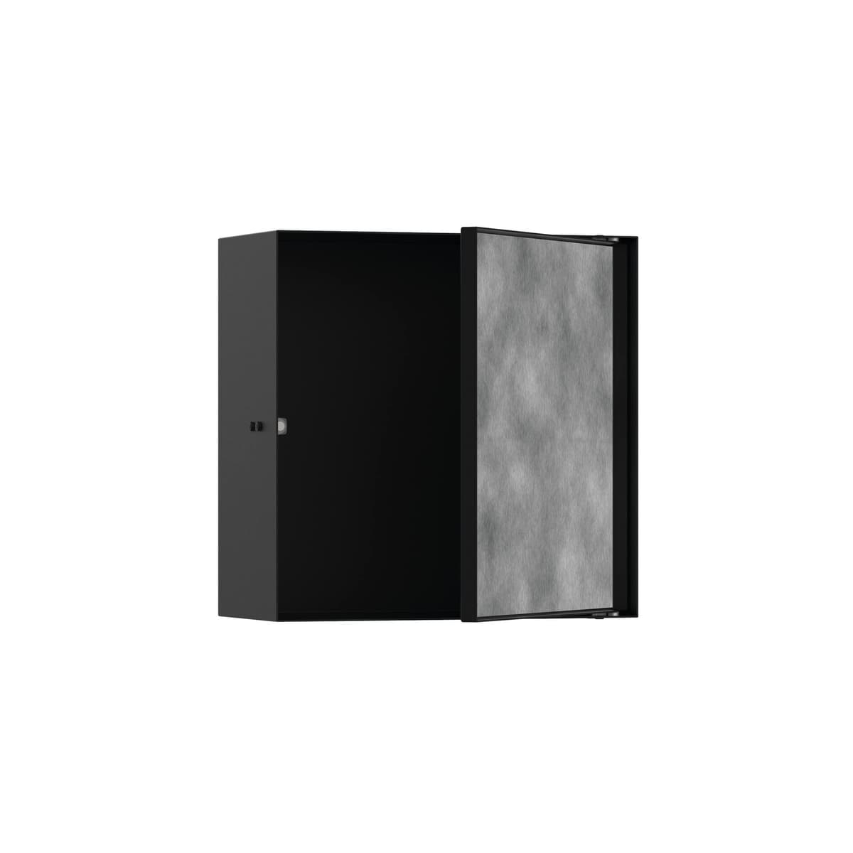 hansgrohe XtraStoris Rock nicho empotrado 12"x 5.5" con puerta para revestir en negro mate, 56091670