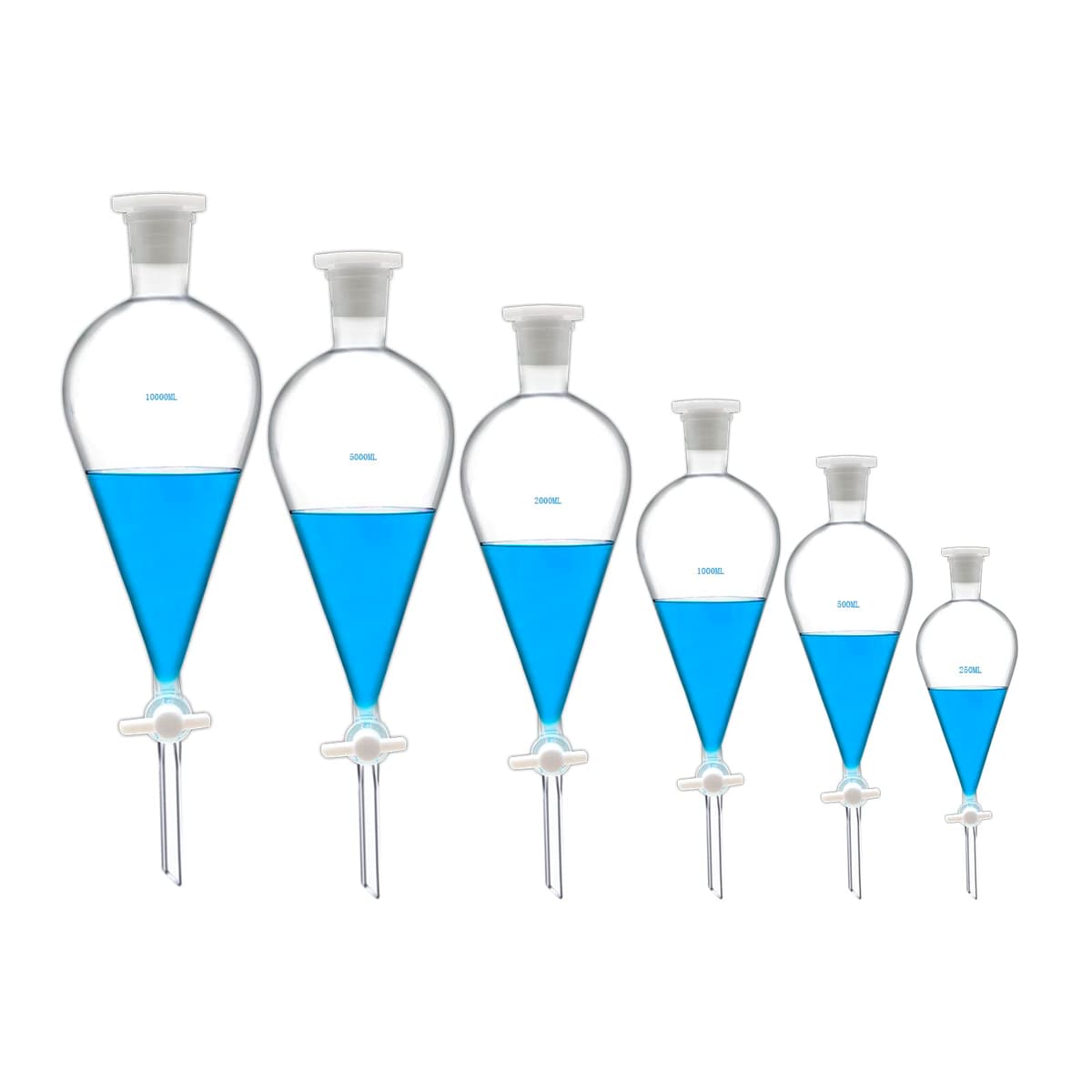 FSLAB Embudo de separación cónico de vidrio borosilicato 10000 mL con unión 34/40 y válvula PTFE HD-LA-0202