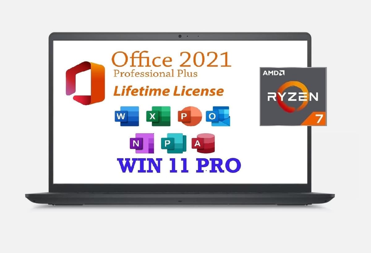 Dell Inspiron 15.6" Touchscreen con Office 2021 de por vida y Windows 11 Pro, AMD Ryzen 7 7730U (mejor que i7-1255U), 8GB RAM, 512GB SSD, pantalla FHD WVA retroiluminada por LED i3530