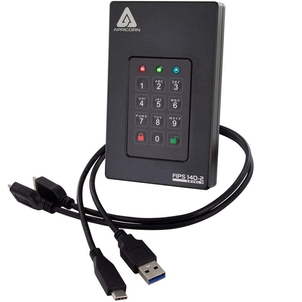 Apricorn Aegis Fortress L3 20TB - Unidad Portátil SSD Encriptada por Hardware FIPS 140-2 Nivel 3 (AFL3-S20TB)