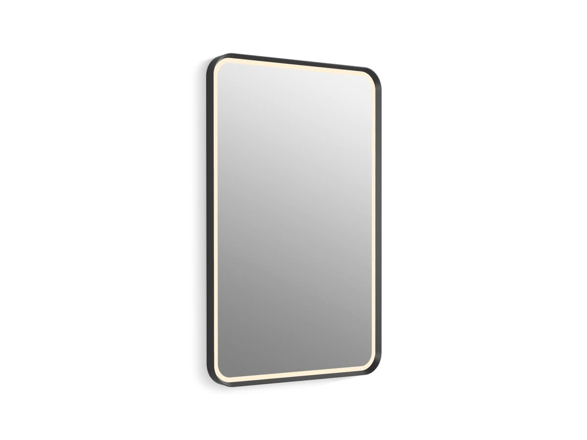 Kohler Espejo iluminado Essential Ultrabright 22 x 34 pulgadas - Matte Black 38023-DLM-BLL