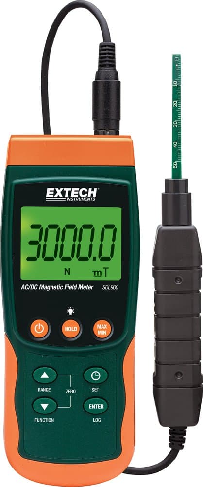 Extech SDL900 Medidor magnético AC/DC y registrador de datos con sonda Hall y compensación automática de temperatura