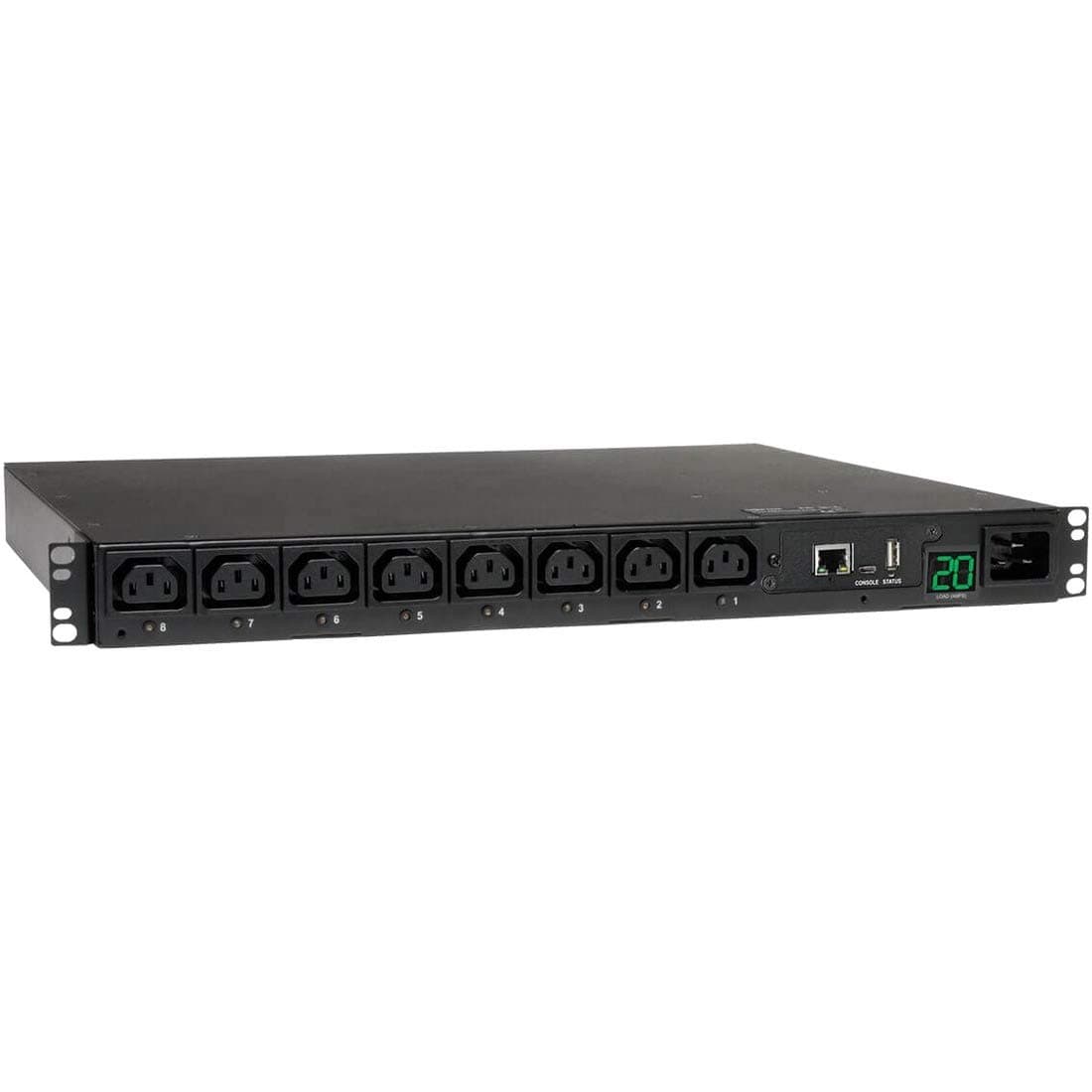PDU conmutada Tripp Lite, 8 tomas (8 C13), entrada C20/L6-20P, cable de 8 ft., 3.3-3.8 kW, PDU monofásica de 1U para montaje en rack (PDUMH20HVNET)