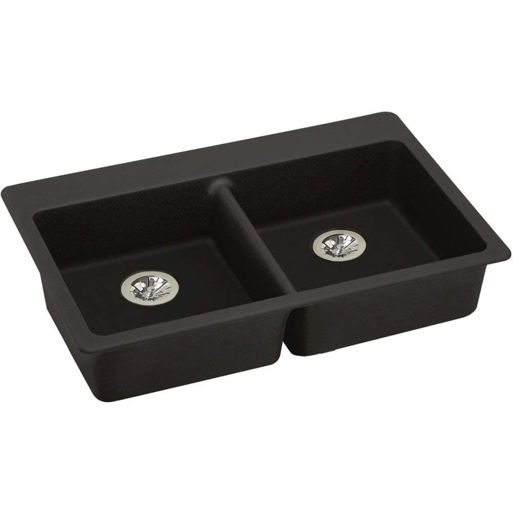 Elkay Quartz Classic ELGAD3322PDBK0 Fregadero doble superior ADA en negro con Perfect Drain