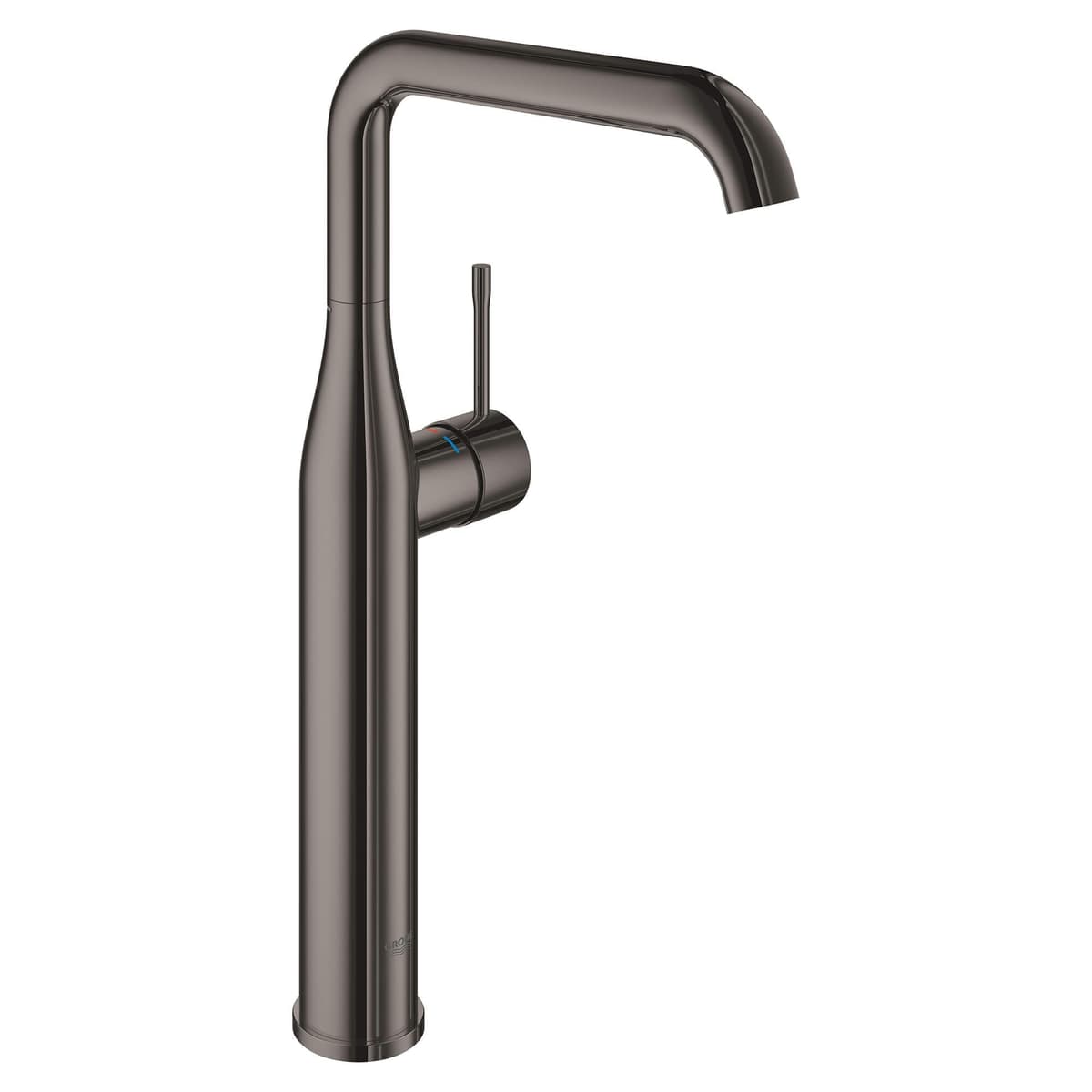 GROHE 23538A0A Grifo para lavabo tipo cuenco de montaje en cubierta, una sola perforación, una sola manija, 1.2 GPM, Grafito duro (Negro pulido)