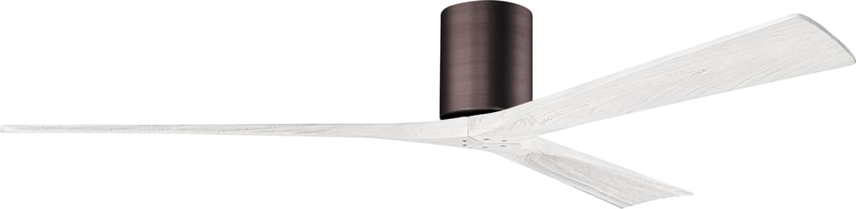 Matthews IR3H-BB-MWH-72 Irene ventilador de techo empotrado 72" con control remoto y pared, motor DC silencioso, 3 aspas blancas mate, bronce cepillado