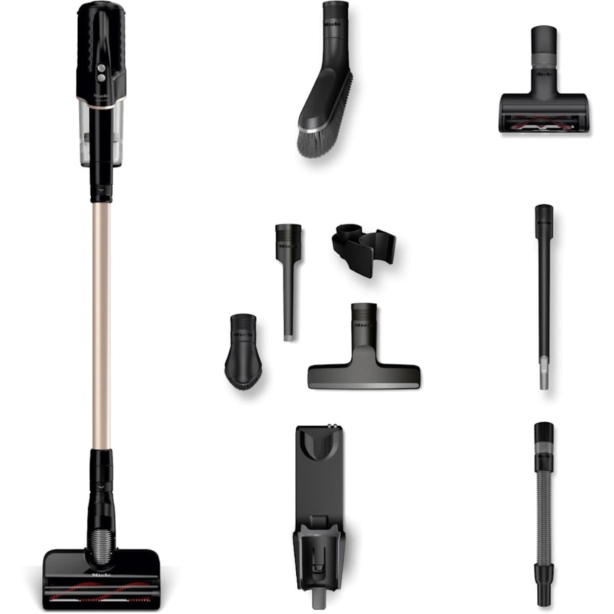 Miele Duoflex Total Care aspiradora sin cable y sin bolsa, stick flexible con 4 cepillos, Obsidian Black / Rose Gold 12556680