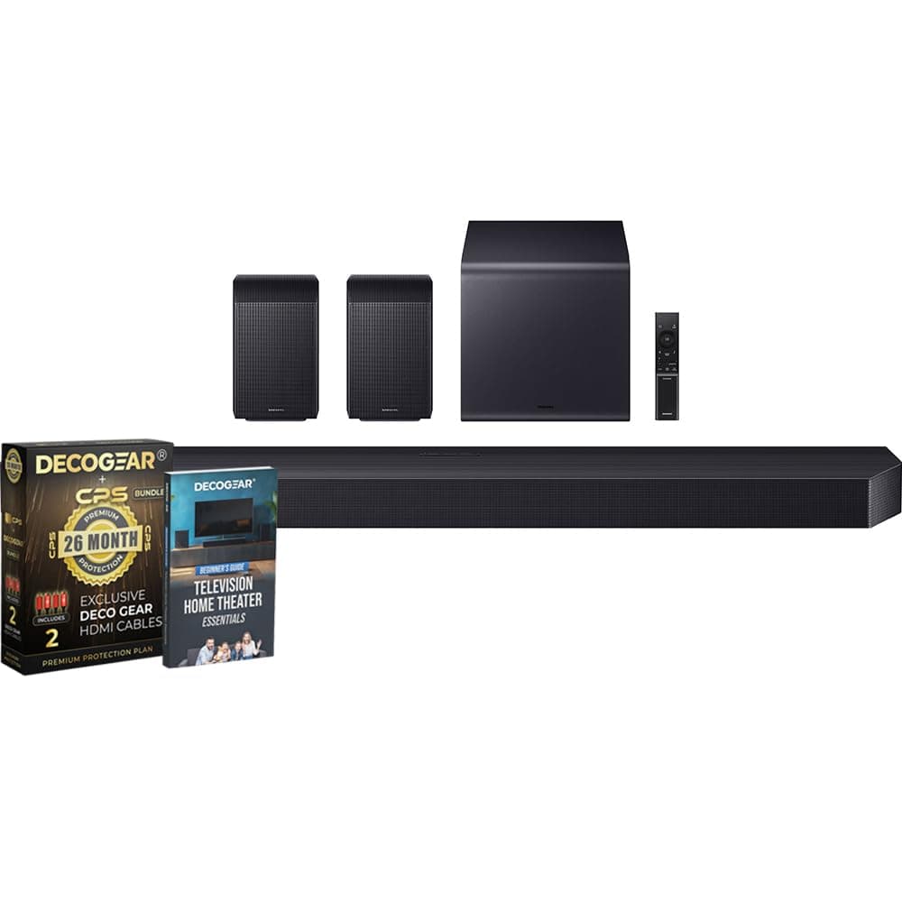 Samsung Q Series HW-Q990F 11.1.4ch Soundbar - Bundle con subwoofer y altavoces traseros + protección E1SAMHWQ990F