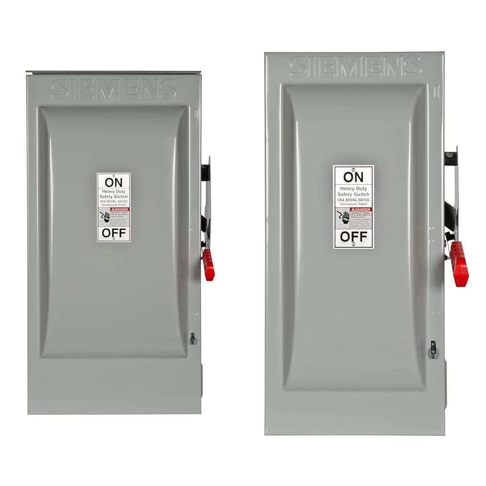 Switches de seguridad Siemens HF364R (200A fusible) y HF363 (100A fusible), 3 polos 600V