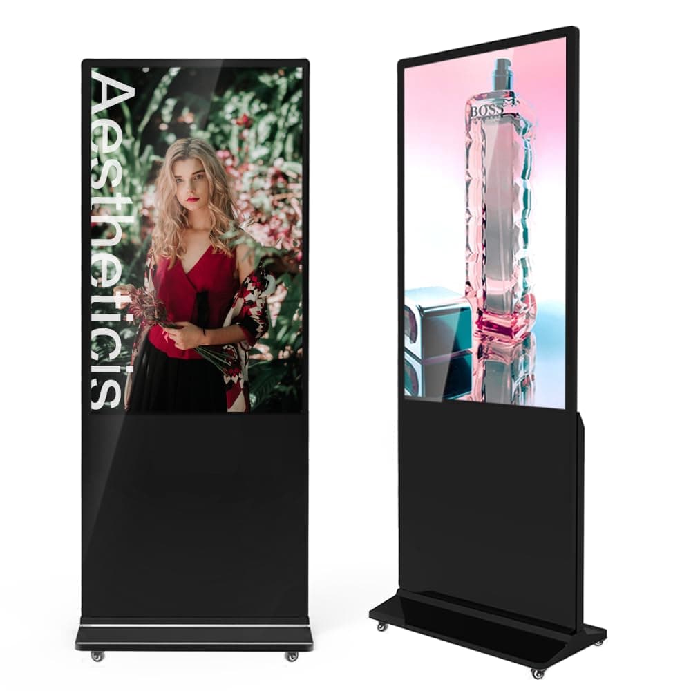 QIXZOCV MWE Kiosco digital de piso 54" FHD Android para publicidad con reproductor automático