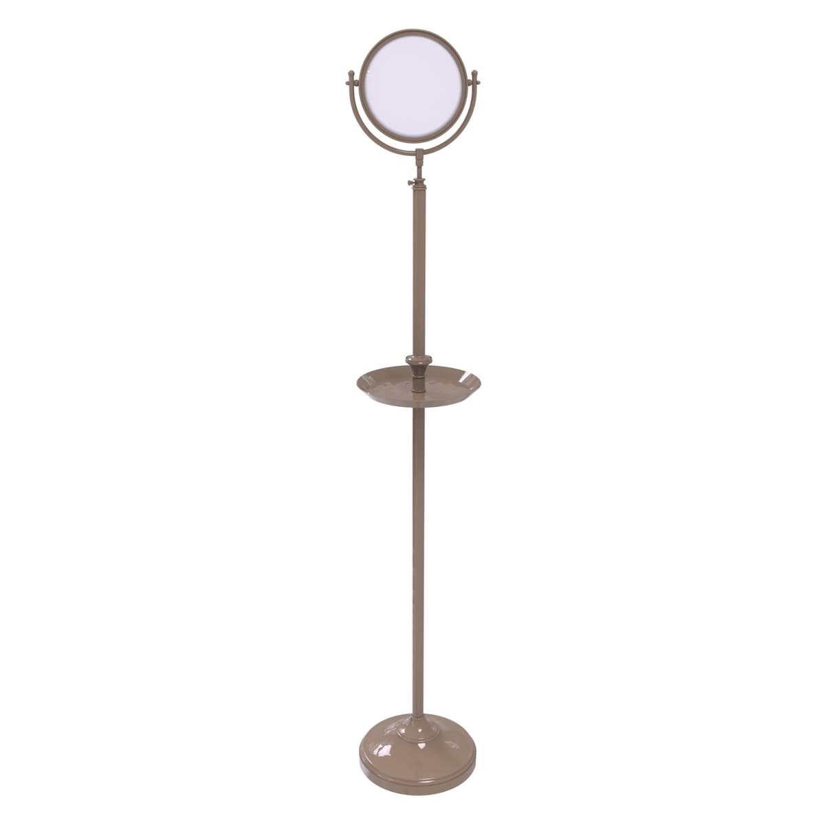Allied Brass DMF-3/5X-SHB Espejo de Piso Doble Cara 8" con Aumento 5X y Bandeja, Beige