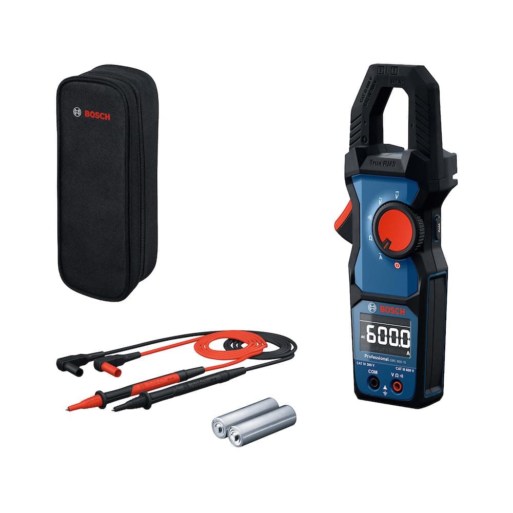 Bosch Professional GMC 600-15 Amperímetro True RMS hasta 600A, voltaje 600V, IP54, con accesorios 0601077600