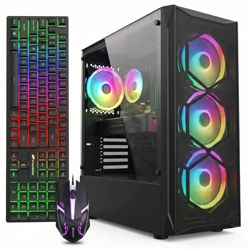 STGAubron PC Gamer de Escritorio, Intel Core i7 hasta 3.9G, Radeon RX 580 8GB, 16GB RAM, 512GB SSD, WiFi 6, BT 5.0, 4 Ventiladores RGB, Windows 11 Home ABR0122