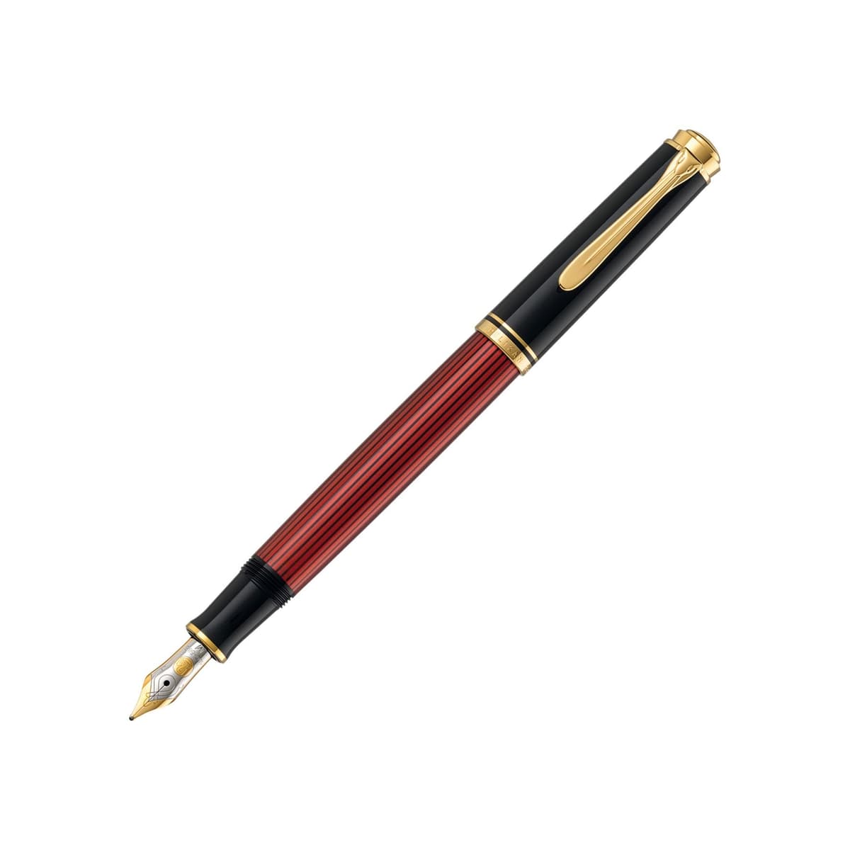 Pelikan Souverän M400 Pluma Fuente, Punta Media, Negro/Rojo, 1 Unidad (904920)