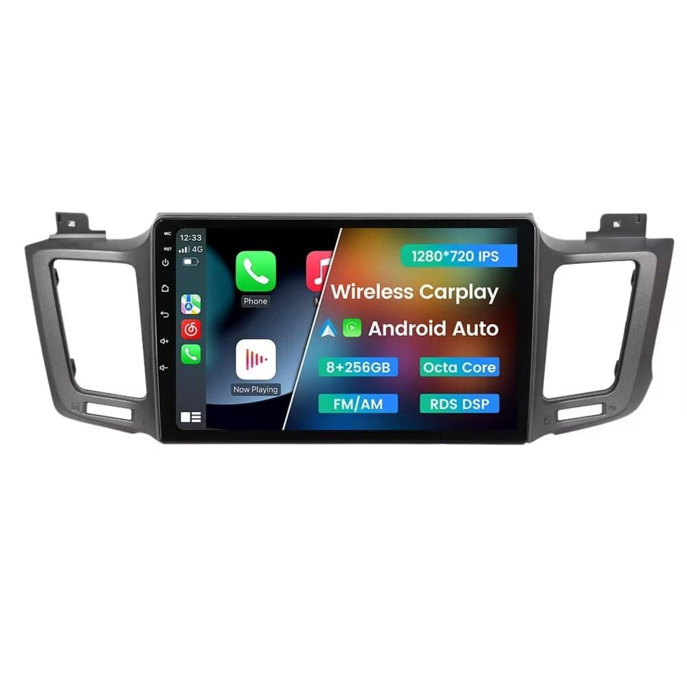 Biorunn Radio estéreo táctil Android 10.1" para Toyota RAV4 2013-2018 con CarPlay inalámbrico y Android Auto
