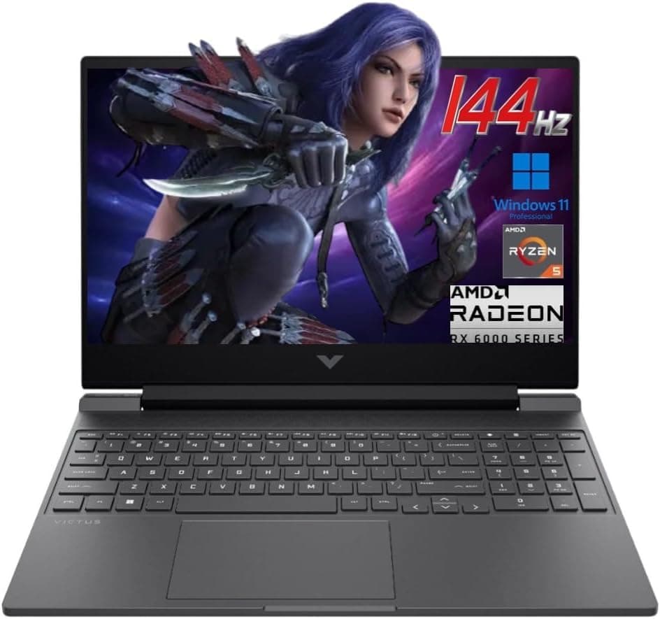 HP Victus 15.6" 144Hz FHD Laptop Gamer, AMD Ryzen 5 7535HS, 16GB DDR5 RAM, 512GB SSD, AMD Radeon RX 6550M, Beats RTX 2050, Teclado Retroiluminado, Windows 11 Pro, Plata Mica 9Z0K6UA#ABA