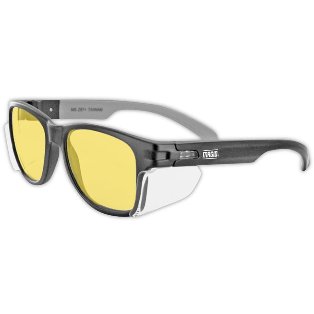 MAGID Y50 Series Gafas de Seguridad Antivaho Policarbonato con Protectores Laterales, 144 pares, Lente Ámbar, Marco Negro Y50BKAFA-144